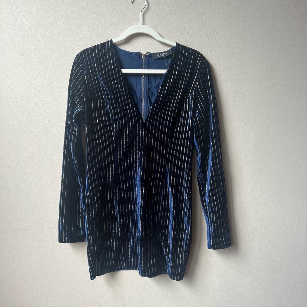 Navy velvet and gold glitter dress